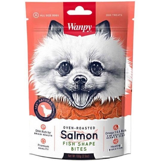 تشویقی سگ ونپی با طعم ماهی سالمون Wanpy Salmon Fish Shape Bites 