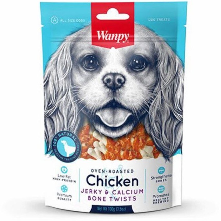 تشویقی سگ ونپی استخوان دور گوشت  طعم مرغ وزن 100 گرم wanpy Chicken Calcium Bone Twists