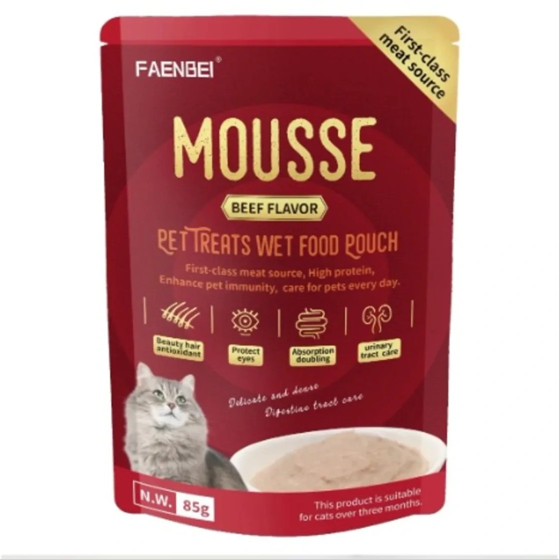 پوچ گربه موس فنبی طعم گوشت 85 گرم