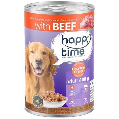 کنسرو سگ بالغ هپی تایم طعم گوشت چانکی 400 گرمی