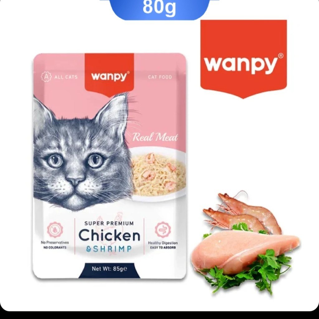 پوچ گربه ونپی با طعم مرغ و میگو Wanpy Cat Treat Chicken & Shrimp