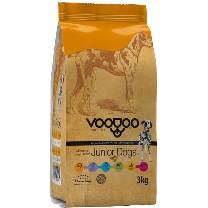  غذای سگ جوان نژاد بزرگ و متوسط voodoo mediom larg junio 3kg 