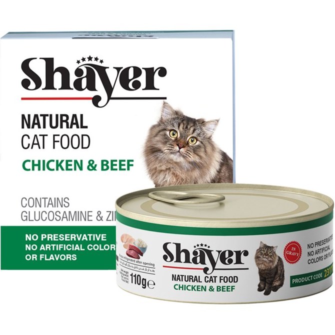 کنسرو گربه نچرال شایر طعم میکس گوشت و مرغ 110 گرمی