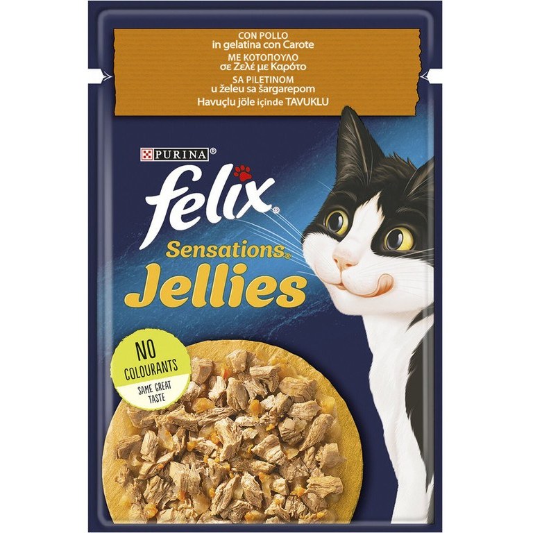 پوچ گربه فلیکس با طعم مرغ و هویج در ژله ۸5گرم felix 