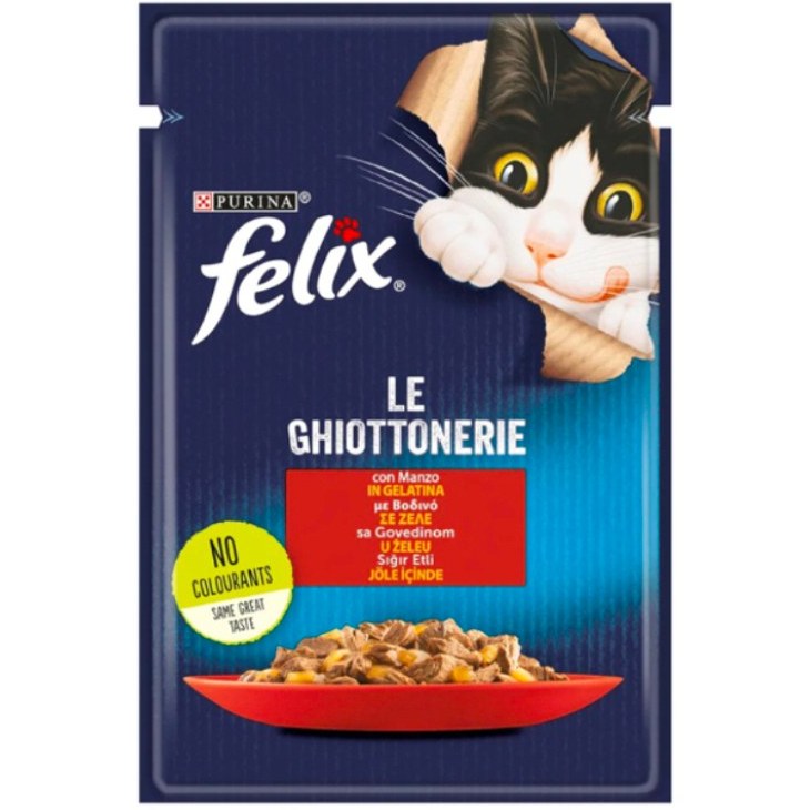 پوچ گربه فلیکس طعم بیف در ژله 85 گرم Felix