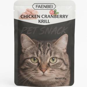 پوچ گربه فنبی طعم مرغ و کرنبری با کریل 85 گرم