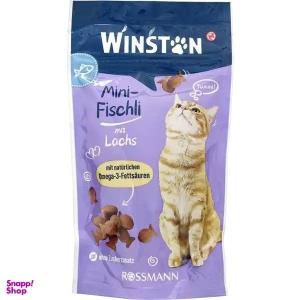 تشویقی مغزدار گربه وینستون 50 گرمی با طمعم ماهی دارای امگا 3