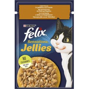 پوچ گربه فلیکس با طعم مرغ و هویج در ژله ۸5گرم felix 