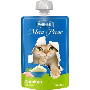 پودینگ گربه فنبی طعم مرغ و علف گربه وزن 90 گرم