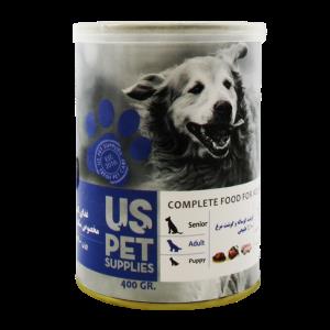 کنسرو سگ یو اس پت طعم گوشت گوساله و مرغ 400 گرم
