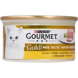 کنسرو غذای گربه گورمت طعم مرغ Gourmet Gold Chicken وزن ۸۵ گرم