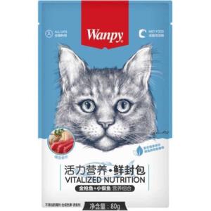 پوچ گربه ونپی مرغ و خرچنگ 80g ابی کمرنگ