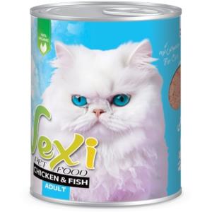 کنسرو گربه بالغ وکسی با طعم مرغ و ماهی وزن 800 گرم