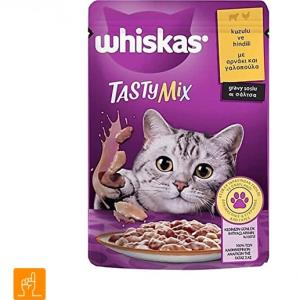 پوچ گربه بالغ میکس مرغ و گوشت ویسکاس گریوی Whiskas 
