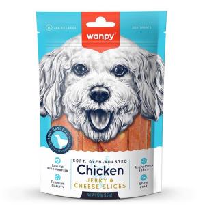 تشویقی سگ ونپی مدل مرغ و پنیر وزن 100 گرم Wanpy Chicken Jerky & Cheese Slices