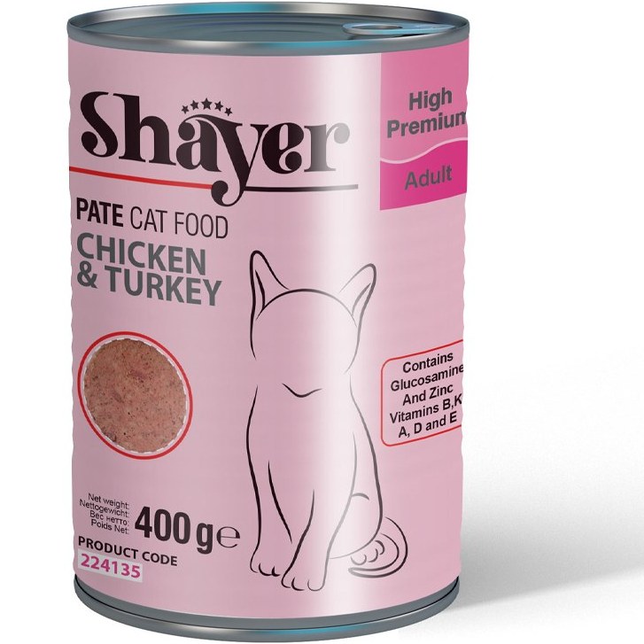 کنسرو گربه شایر پته مرغ و بوقلمون 400 گرم