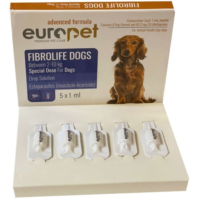 قطره ضد کک و کنه سگ یوروپت Europet Fibrolife