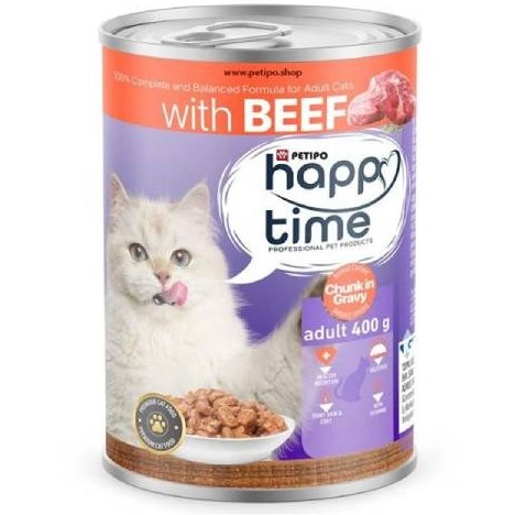 کنسرو گربه بالغ با طعم بیف هپی تایم 400 گرم 