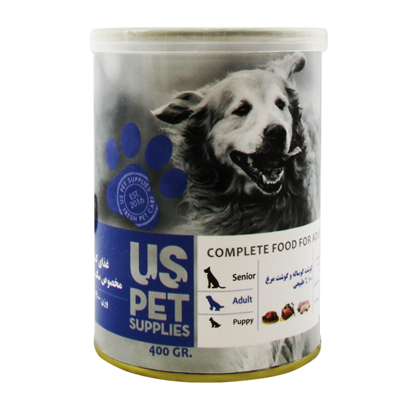 کنسرو سگ یو اس پت طعم گوشت گوساله و مرغ 800 گرم