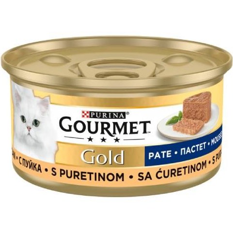 کنسرو غذای گربه گورمت طعم بوقلمون Gourmet Gold Turkey وزن ۸۵ گرم