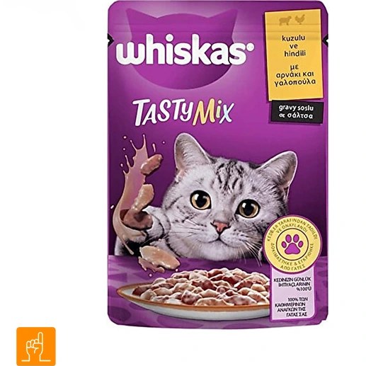 پوچ گربه بالغ میکس مرغ و گوشت ویسکاس گریوی Whiskas 