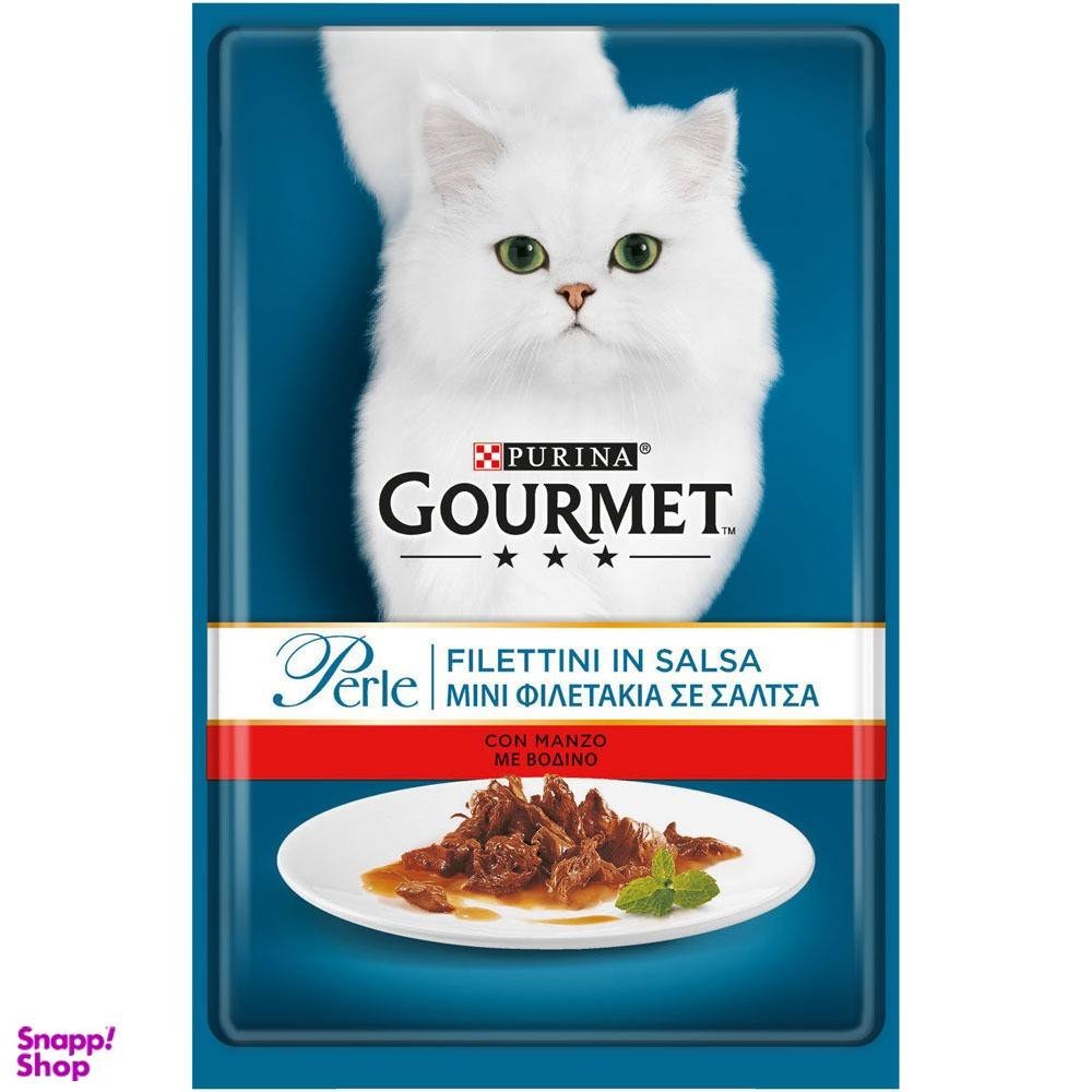 پوچ گورمت گربه طعم گوشت گاو در سس 85 گرم