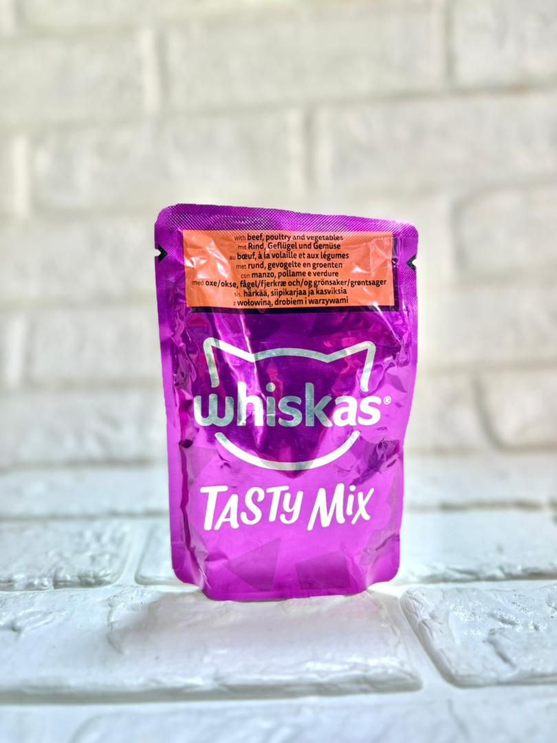 پوچ گربه ویسکاس طعم گوشت گاو و طیور ژله ای 