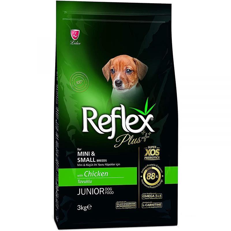 غذای خشک توله سگ رفلکس پلاس طعم مرغ Reflex plus mini jounir 3kg