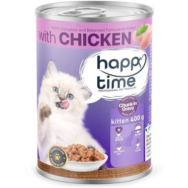 کنسرو بچه گربه هپی تایم طعم مرغ  400 گرم 