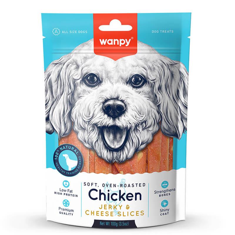 تشویقی سگ ونپی مدل مرغ و پنیر وزن 100 گرم Wanpy Chicken Jerky & Cheese Slices